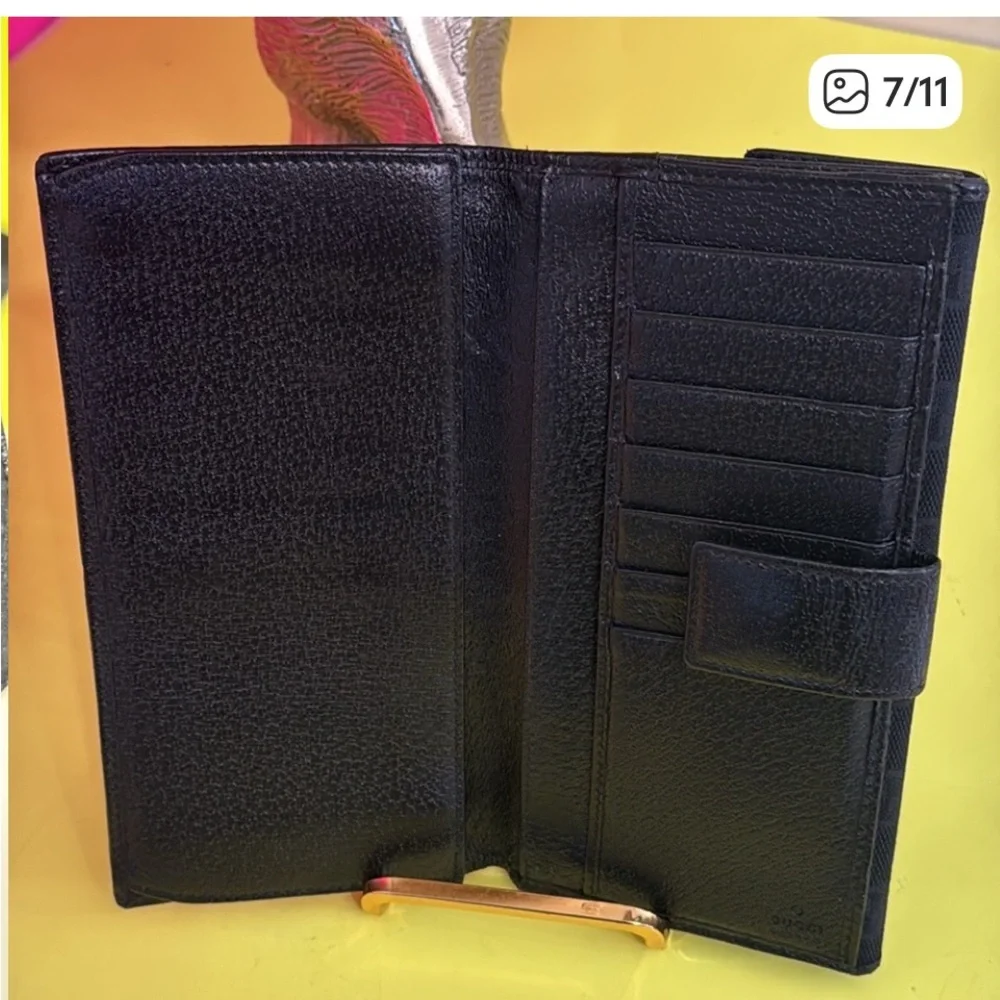 Gucci Black & Silver Monogram Wallet